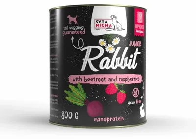 Obrázek produktu pro Konzerva pro štěňata králíků s červenou řepou a malinami 800g