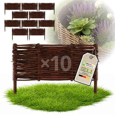 Produktbild von Floranica 10 Stück Beetbegrenzung Weide 30 cm x 50 cm – Rasenkante Weidengeflecht Beeteinfassung, Beetumrandung
