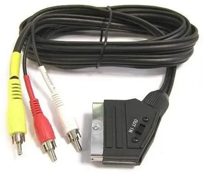 Immagine prodotto di Cavo SCART PremiumCord a 3 connettori RCA (cinch), connettore a connettore, interruttore IN/OUT, colore nero