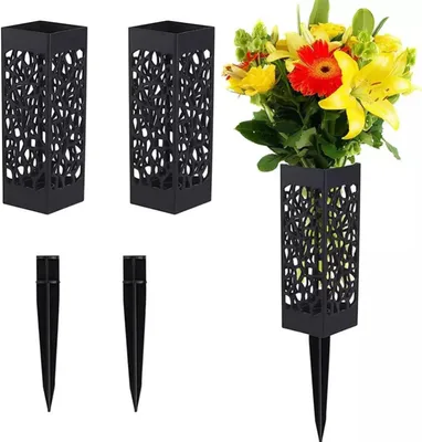Produktbild von Blumentopf mit Spieß, 2 Stück, wetterbeständig, für Grabstätten