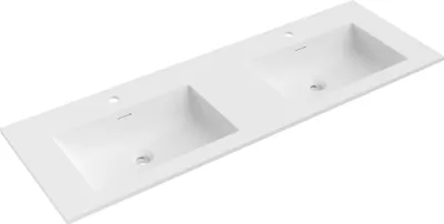 Produktbild von Mexen Otis Doppelwaschbecken eingelassen in die Arbeitsplatte 141 x 46,5 cm, weiß matt - 25181401D
