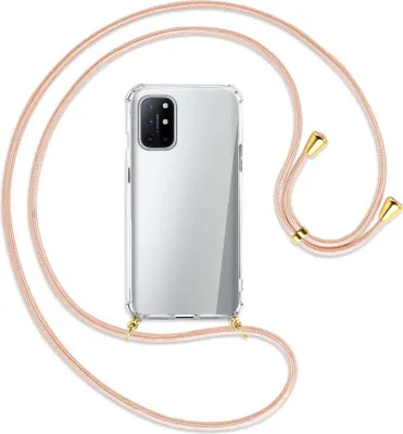 Produktbild von Handykette Backcover-Schutzhülle mit Band (Metall goldfarben) für OnePlus 8T - rose peach