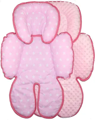 Produktbild von Sitzverkleinerer MINKY Einlage Baby Kind für Auto Kindersitz Babyschale Einsatz 35. Sterne auf Rosa + Rosa