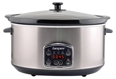Slow Cooker 4,5 L, 280 W, digital, schwarz/stahl