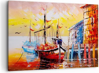 Produktbild von Bild auf Leinwand - Leinwandbild - Boot Segel Meer - 120x80cm - Wand Bild - Wanddeko - Wandbilder - Leinwanddruck - Bilder - Kunstdruck - Wanddekoration - Leinwand bilder - Wandkunst - AA120x80-3435