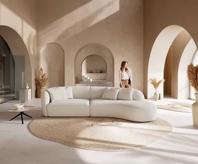 Produktbild von DELIFE Sofa Mairi 330x160 cm Bouclé Creme-Weiß