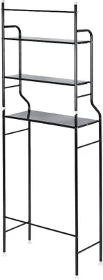 Produktbild von Toilettenregal Badezimmerregal Waschmaschinenregal Regal Schwarz 165x55x27cm | Waschmaschinen-Regal Ständer WC, 3 Ablagen