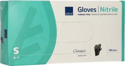 Zdjęcie produktu dla Abena Abena rękawiczki nitrylowe bezpudrowe rozmiar S czarne 100 szt