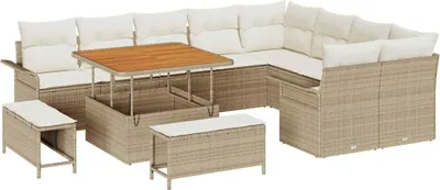 Productafbeelding van Set van 12 tuinbankkussens, beige, van polyrotan