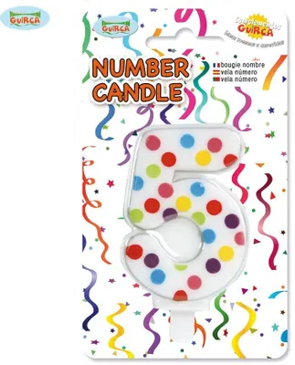 Produktbild von Konfetti Kerze Nummer 5 - Deko Geburtstag Kuchen ca.  6,5 cm