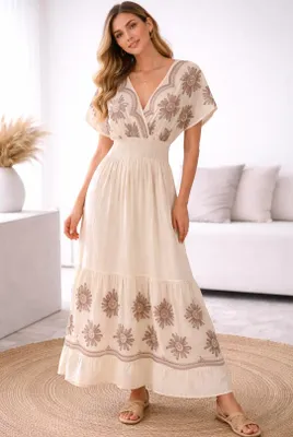 Produktbild von Damen Sommerkleid Mariella - Beige, M/L Farbe: Beige Größe: M/L