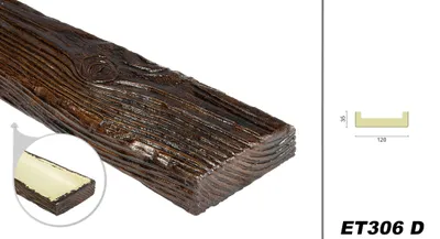 Produktbild von DECO WOOD Dekobrett rustikal aus Polyurethane, 2m Länge, PolyurethanBrett Holzoptik (dunkelbraun - 120x35mm) Wohnzimmer Wanddeko
