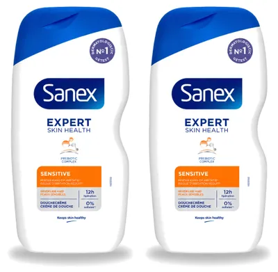 Productafbeelding van 2 x Sanex Expert Skin Health Douchegel voor de gevoelige huid, 400 ml - Voordeelverpakking - 2 stuks