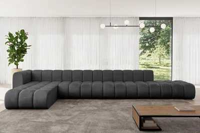 Produktbild von ALTDECOR Modulares Sofa Ecksofa in L-Form - Zuvon-L3 - 478x177x70 cm Schwarz - Corner modular Sofa Eckcouch Couch Wohnlandschaft Cauchsofa Bodensofa Polstersofa
