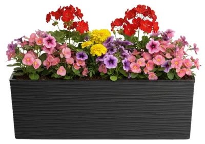 Produktbild von HowHomely | Blumentopf - Pflanzentopf - schwarz - 56x19 cm - Übertopf - Rillenstruktur - Deko