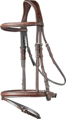 Zdjęcie produktu dla Trust Equestrian Snaffle Knokke English Combined Snaffle Bridle Brown/Silver Cob