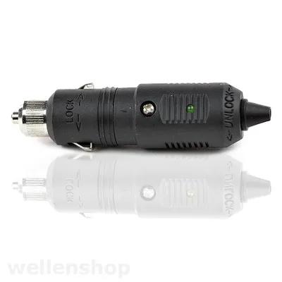 Produktbild von 12 Volt Zigarettenanzünder KFZ Stecker mit grüner LED Anzeige und sicherer Zugentlastung mit wasserdichtem Kabelauslass