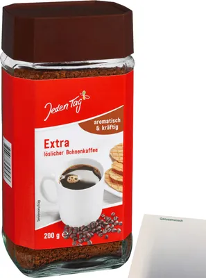 Produktbild von Jeden Tag Extra Löslicher Kaffee (200g Glas) + usy Block