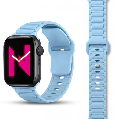 Produktbild von Pulse 3D Textur Armband für Apple Watch SE/10/9/8/7/6/5/4/3/2/1, Silikon Sportarmband, 38/40/41/42mm -  Ozeanblau