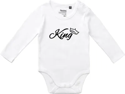 Produktbild von Huuraa Baby Body King Krone 74 White  Baumwolle Fairtrade Langarmbody Geschenkidee