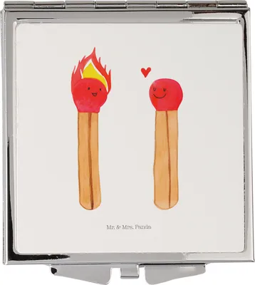 Produktbild von Mr. & Mrs. Panda Kosmetikspiegel Streichhölzer - Weiß - Geschenk, Freundin, Taschenspiegel, Schminkspiegel, Handspiegel, Liebesgeschenk, Frauen Spiegel, Kleiner