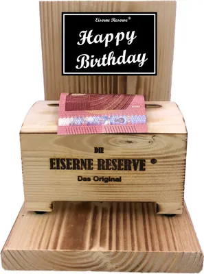 Produktbild von Happy Birthday - Eiserne Reserve Geldbox - Geburtstag Geldgeschenk - Geld verschenken