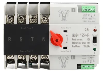 Produktbild von Automatischer Transferschalter, DIN-Schienenmontage, 4P, 3 Phasen, 4 Drähte, unterbrechungsfreie Stromsteuerung, 400 V, 100 A