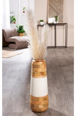 Produktbild von Gilde Bodenvase, konisch, Naturelle, Mangoholz, weiß, naturfarben, VE 1, D. 22 cm Höhe: 59.00 cm Durchmesser: 22.00 cm 58489