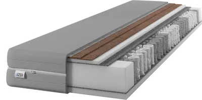 Produktbild von Matratze H3 H5 7 Zonen Taschenfederkern Federkernmatratze Kokosnuss IZER Matratze GreyPLUS+ 20cm 140x200 mit doppel KOKOS |Zweiseitig H3 und H5| 7 Zonen | Taschenfederkern | Versteppter Bezug | Federkernmatratze