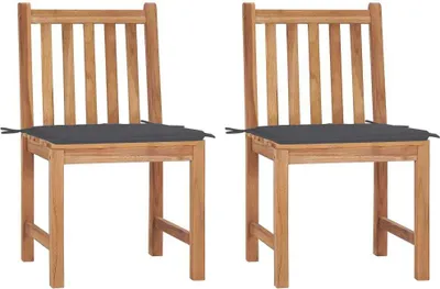 Image de Chaises de jardin lot de 2 avec coussins Bois de teck massif