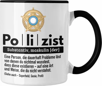 Produktbild von Trendation - Polizist Tasse Geschenk Lustiger Spruch Definition Bester Polizei (Schwarz)