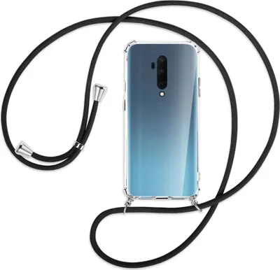 Produktbild von Handykette Backcover-Schutzhülle mit Band (Metall silberfarben) für OnePlus 7T Pro - schwarz