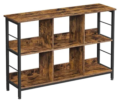 Image de Étagère industrielle, couleur marron et noir – Panneau de particules/étagère en acier – 120 x 33 x 80 cm