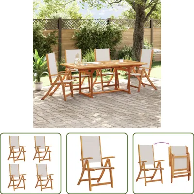 Produktbild von The Living Store Gartenstühle 4 Stk. Klappbar Massivholz Akazie und Textilene