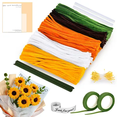 Pfeifenreiniger-Set 500 Stück für DIY-Tulpensträuße, gelb