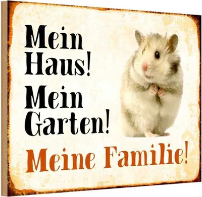 Produktbild von vianmo Holzschild 20x30 cm Tiere Hamster mein Haus Garten Familie Tier Haustier