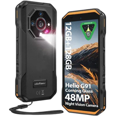 Image de Ulefone Armor X32 Téléphone Portable Incassable 12Go+128Go/2To 90Hz 48MP+20MP Vision Nocturne Android 15 Smartphone 5.65'' Dual SIM 4G NFC - Orange