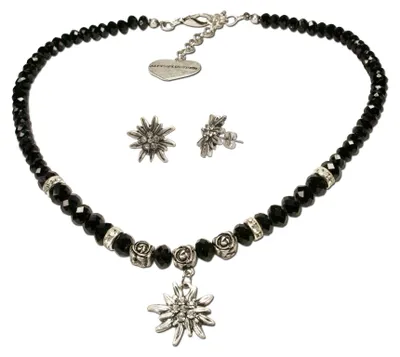 Produktbild von Alpenflüstern Trachtenschmuck-Set Perlen-Trachtenkette und Ohrstecker Strass-Ede