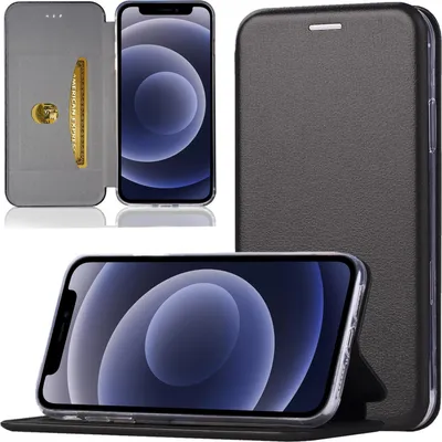 Produktbild von Handy Schutz Hülle für Apple iPhone 12 Mini Handytasche mit Magnetdeckel Kartenfach und Standfunktion Klapphülle Schwarz