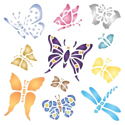 Schmetterlingsschablone 11,43 x 11,43 cm (S) – gestaltete Insekten