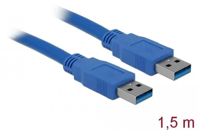 Produktbild von DeLOCK Cable USB 3.0-A male/male, 1,5 m, USB A, USB A, Männlich/Männlich, 5 Gbit/s, Blau