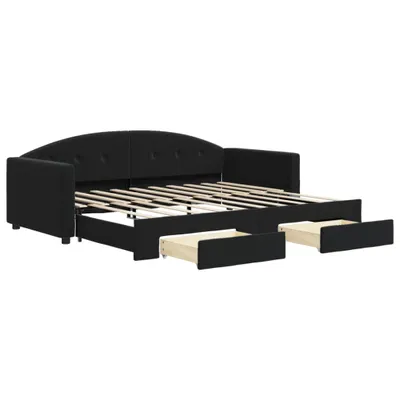 Image de vidaXL Lit de jour extensible avec tiroirs noir 90x190 cm velours