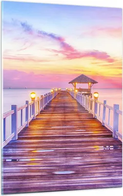 Produktbild von Bilder auf glas - Einteilig - Sonnenuntergang Wasser Brücke Horizont - 50x70cm - Glasbilder - Wandbilder - Bilder - Wanddekoration aus Glas - Glas Bilder - Wandbild auf Glas - GPA50x70-2515