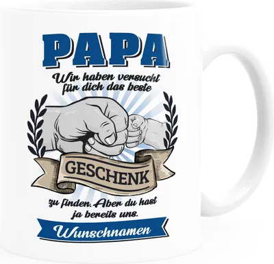 Produktbild von Kaffee-Tasse personalisiert Papa Wir haben versucht für dich das beste Geschenk zu finden Tochter Sohn Vater Moonworks® Wir Uni-Weiß standard