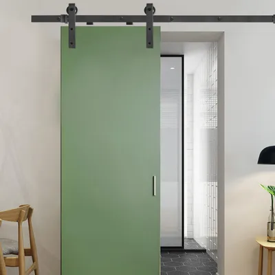 Produktbild von YZNAHRE Schiebetür Komplettset Schiebetürbeschlag Set 183cm mit Schiebetür Schiene für Schiebetürsystem Schiebetüren, Schwarz