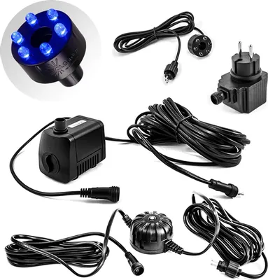 Produktbild von CLGarden Springbrunnen Pumpenset 500l/h mit Beleuchtung blau LED Lichtsensor Outdoor Wasserpumpe für Zierbrunnen Teich