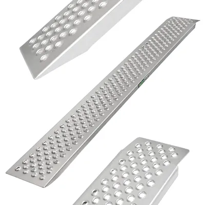 Produktbild von TRUTZHOLM 1x Auffahrrampe Alu 200 x 22 cm 200 kg gelocht gewölbt rutschhemmedn starr leichte Rampe