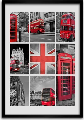 Produktbild von Bild - Bilderrahmen - Foto - 70 cm x 100 cm - MDF - Rahmen - Wandkunst - Collage London