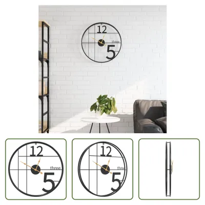 Produktbild von The Living Store Wanduhr Schwarz Ø50 cm Eisen