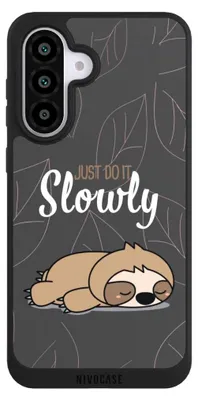 Produktbild von NIVOCASE Handyhülle für Samsung Galaxy A56 5G Hülle NIVOpure Case Schwarz Faultier Sprüche lazy sunday